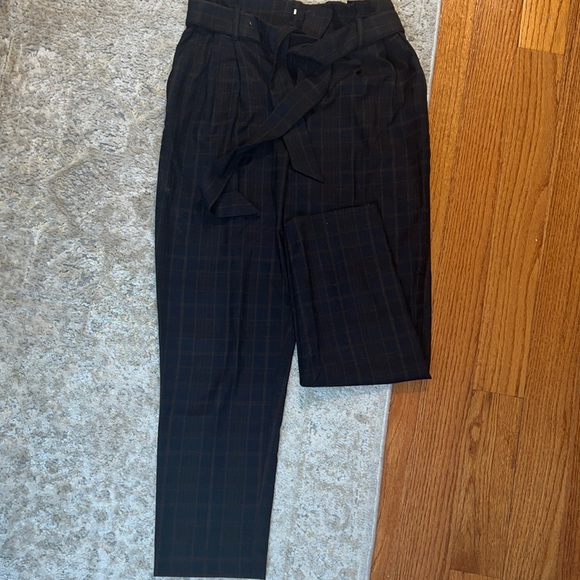 Ladies paper bag H&M pants in brown plaid - Picture 1 of 7